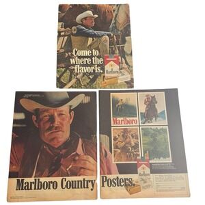 Marlboro Red‎ or Longhorn Cigarettes Print Ads Vintage 1970 Life Magazines Size